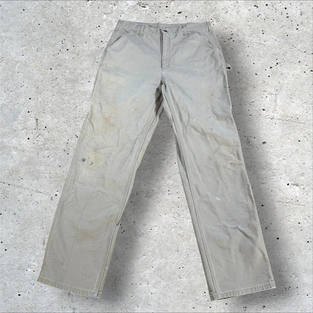 Vintage Carhartt B11 DES Canvas Carpenter Pants Mens 36x36 Distressed Desert